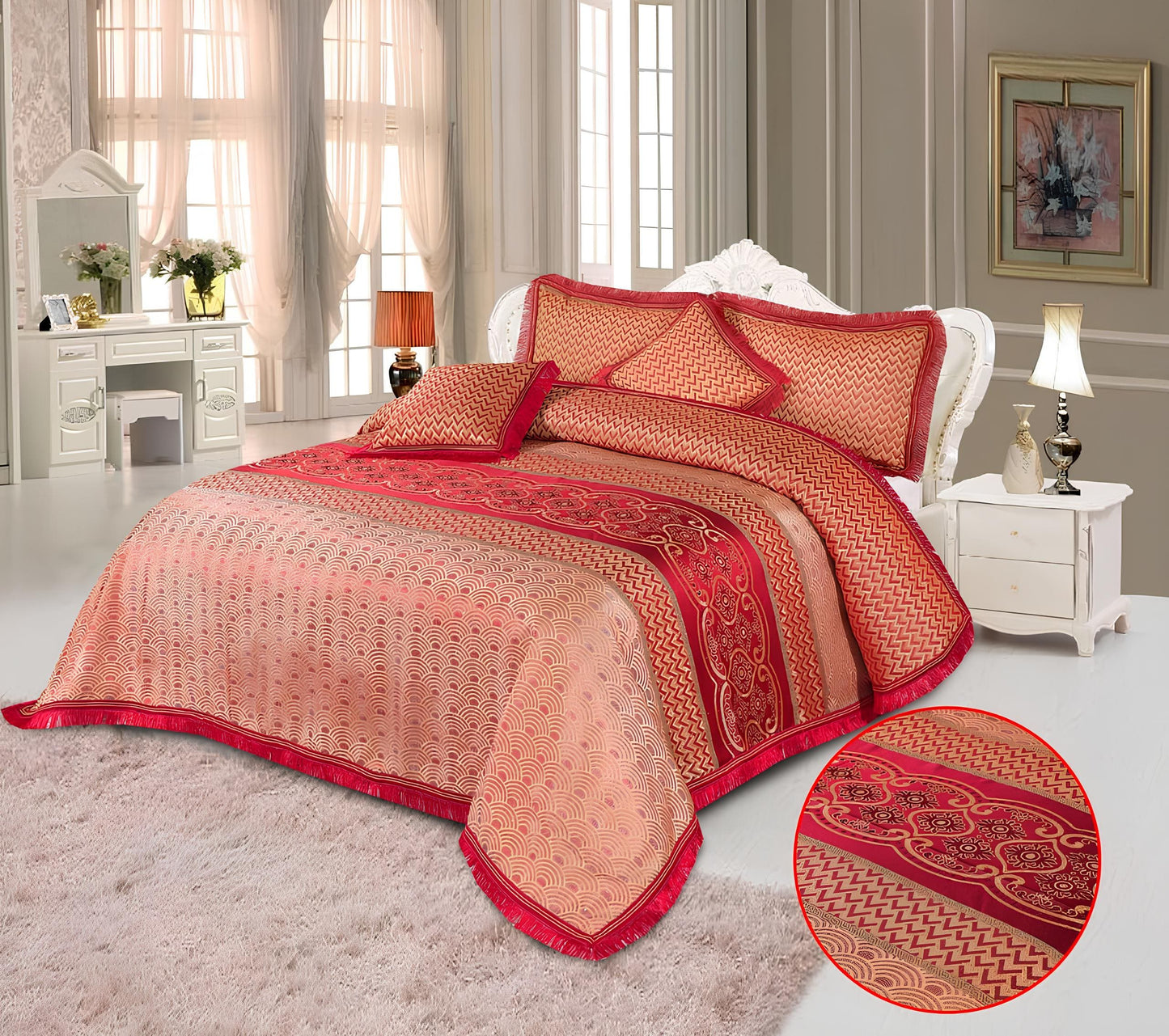 5 PCS ARIZONA SHANGHAI FANCY BEDDING SET 6 COLOURS