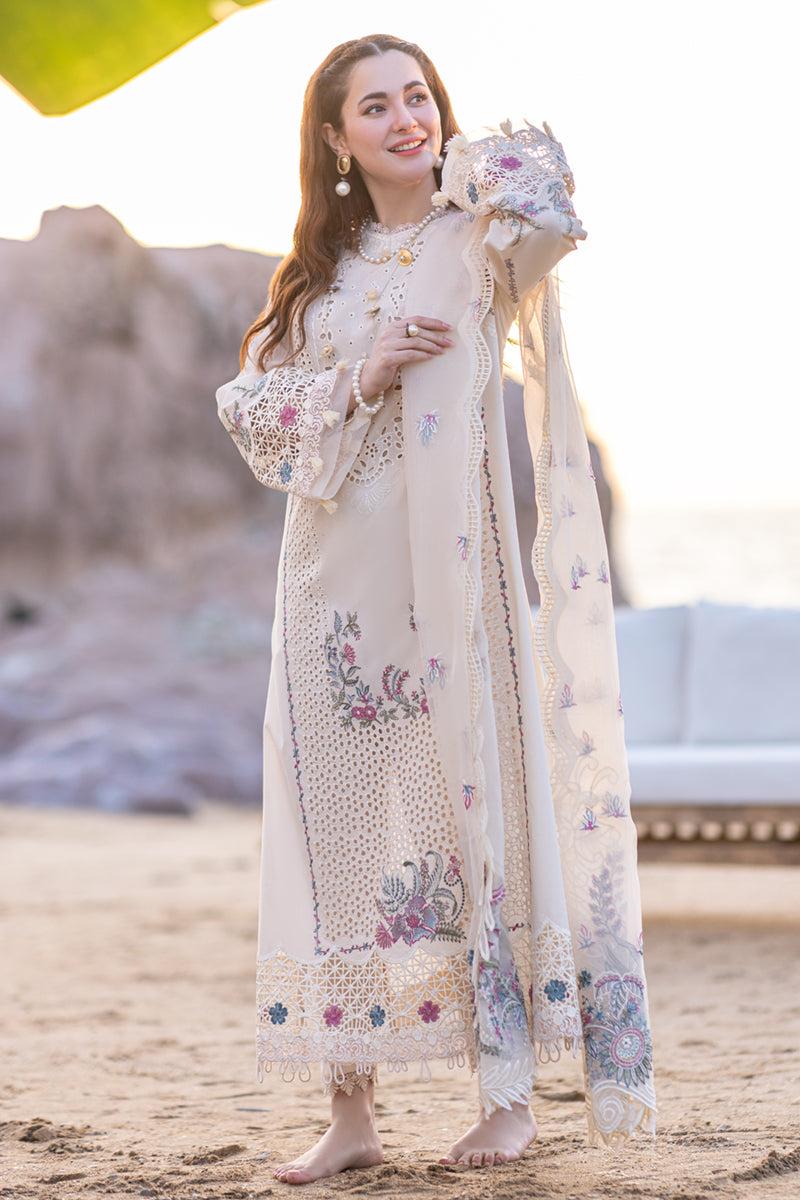 QALAMKAR -3PC HEAVY EMBROIDERE CUTWORK EMBLISH LAWN DRESS WITH 2 SIDE CUTWORK HEAVY EMBROIDERED ORGANZA DUPATTA- FN-101