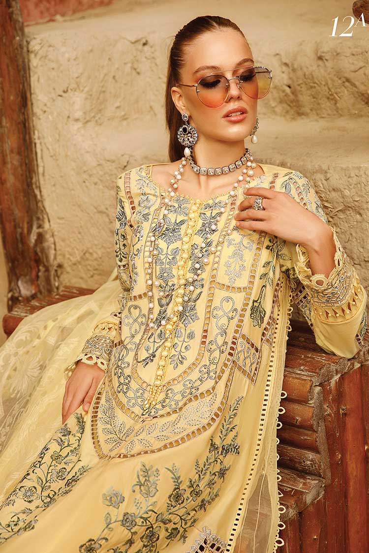 MARIA.B -3PC HEAVY EMBROIDERED CUTWORK LAWN DRESS WITH 4 SIDE EMBROIDERED ORGANZA DUPATTA- LL-05