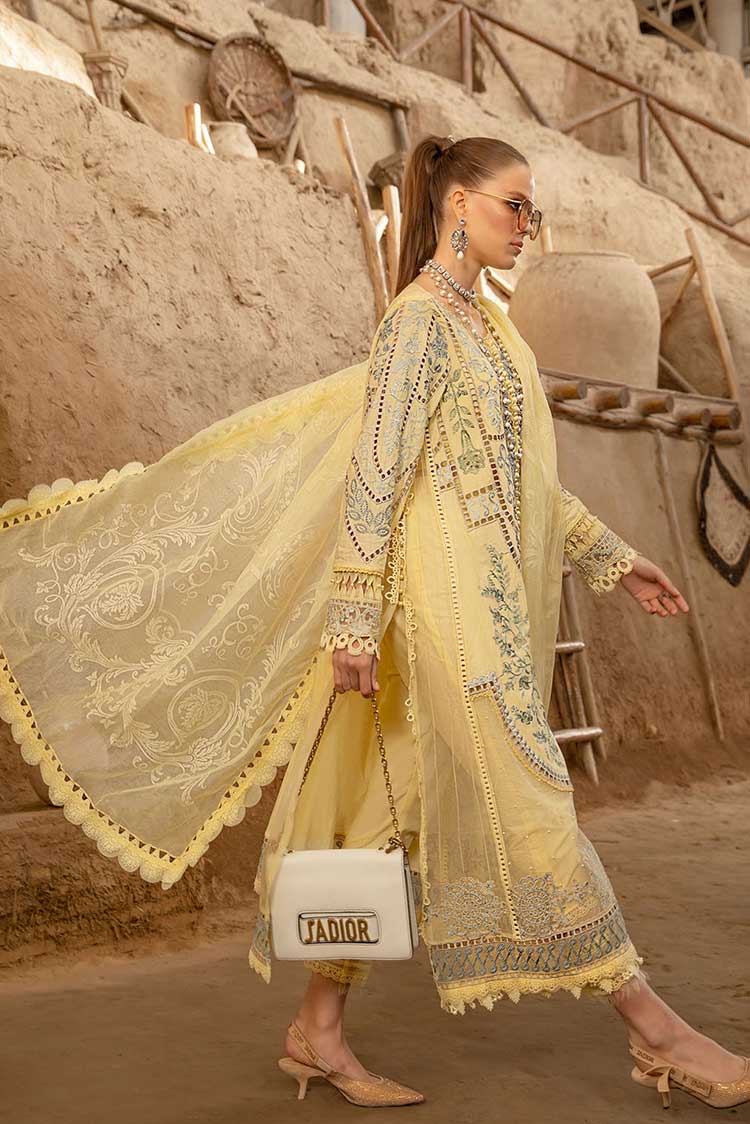 MARIA.B -3PC HEAVY EMBROIDERED CUTWORK LAWN DRESS WITH 4 SIDE EMBROIDERED ORGANZA DUPATTA- LL-05