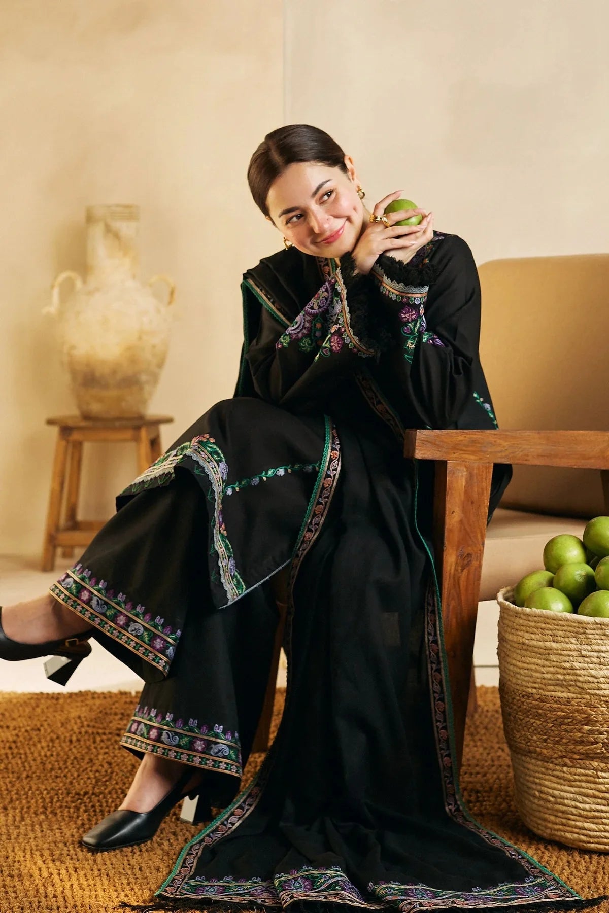 ZARA SHAHJAHAN -3PC EMBROIDERED DHANAK DRESS WITH EMBROIDERED DHANAK WOOL SHAWL- FW-94