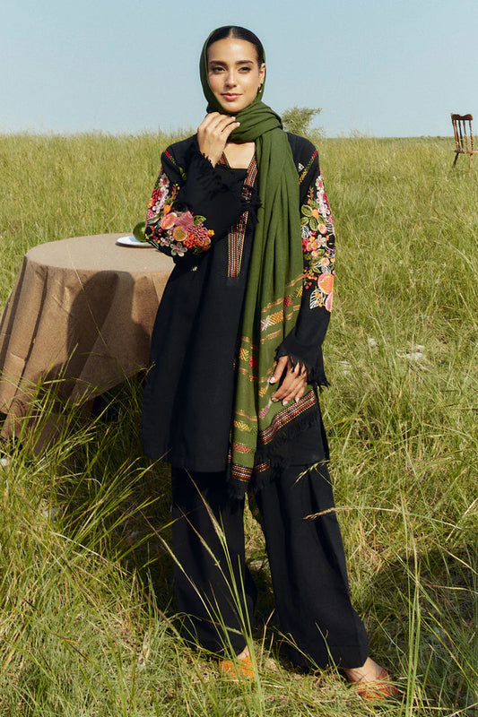 COCO BY ZARASHAHJAHAN- 3PC EMBROIDERED KHADDAR DRESS WITH EMBROIDERED MARINA SHAWL- FW-149