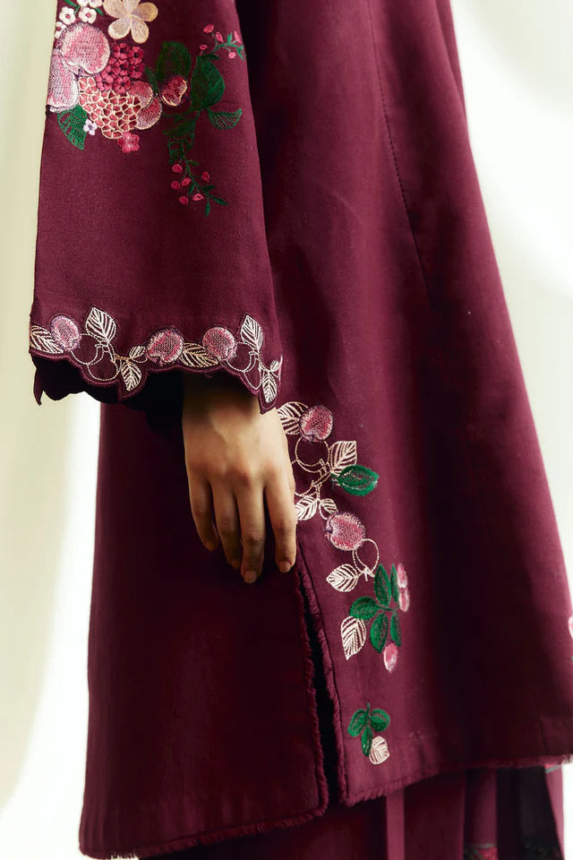 COCO BY ZARASHAHJAHAN- 3PC EMBROIDERED KHADDAR DRESS WITH EMBROIDERED MARINA SHAWL- FW-150