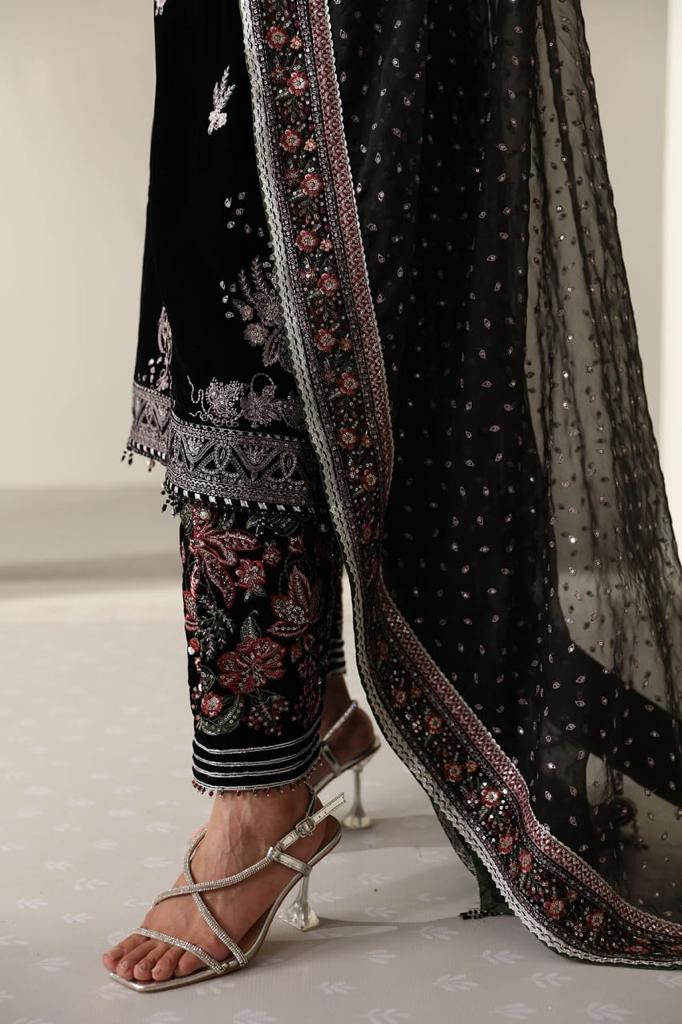 JAZMINE -3PC HEAVY EMBROIDERED VELVET FANCY DRESS WITH 4 SIDE FULLY HEAVY EMBROIDERED ORGANZA DUPATTA- FPW-99