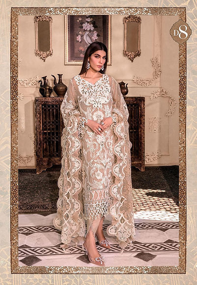 MARIA.B -3PC EMBROIDERED FANCY CHIFFON DRESS WITH HEAVY CUTWORK EMBROIDERED DUPATTA- FPW-34