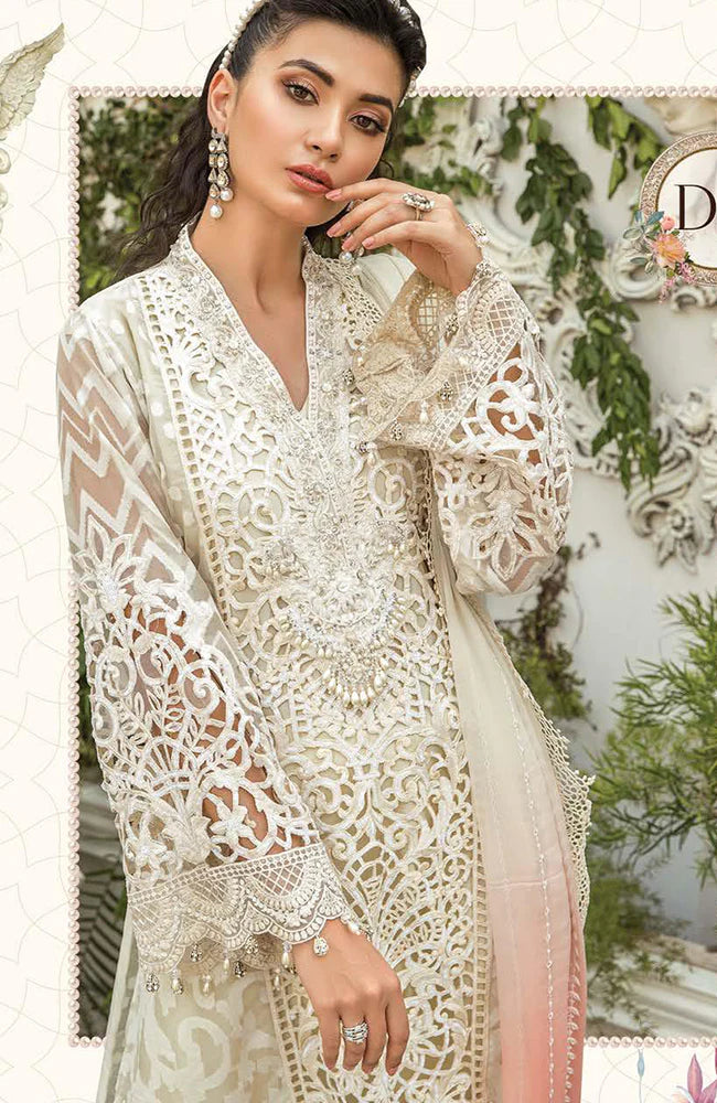 MARIA.B -3PC EMBROIDED CUTWORK ORGANZA DRESS WITH HEAVY EMBROIDED NET DUPATTA- FPW-15