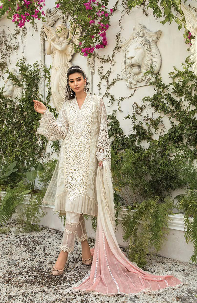 MARIA.B -3PC EMBROIDED CUTWORK ORGANZA DRESS WITH HEAVY EMBROIDED NET DUPATTA- FPW-15