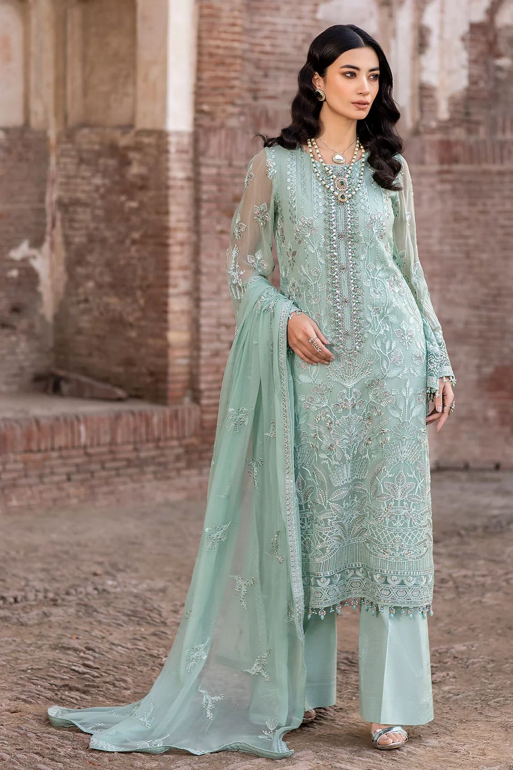 SAFEERA -3PC FULLY HEAVY EMBROIDERED FANCY CHIFFON DRESS WITH HEAVY EMBROIDERED CHIFFON DUPATTA- FN-110