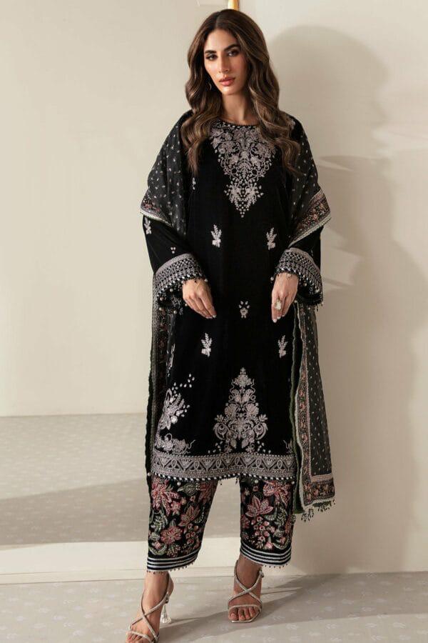 JAZMINE -3PC HEAVY EMBROIDERED VELVET FANCY DRESS WITH 4 SIDE FULLY HEAVY EMBROIDERED ORGANZA DUPATTA- FPW-99