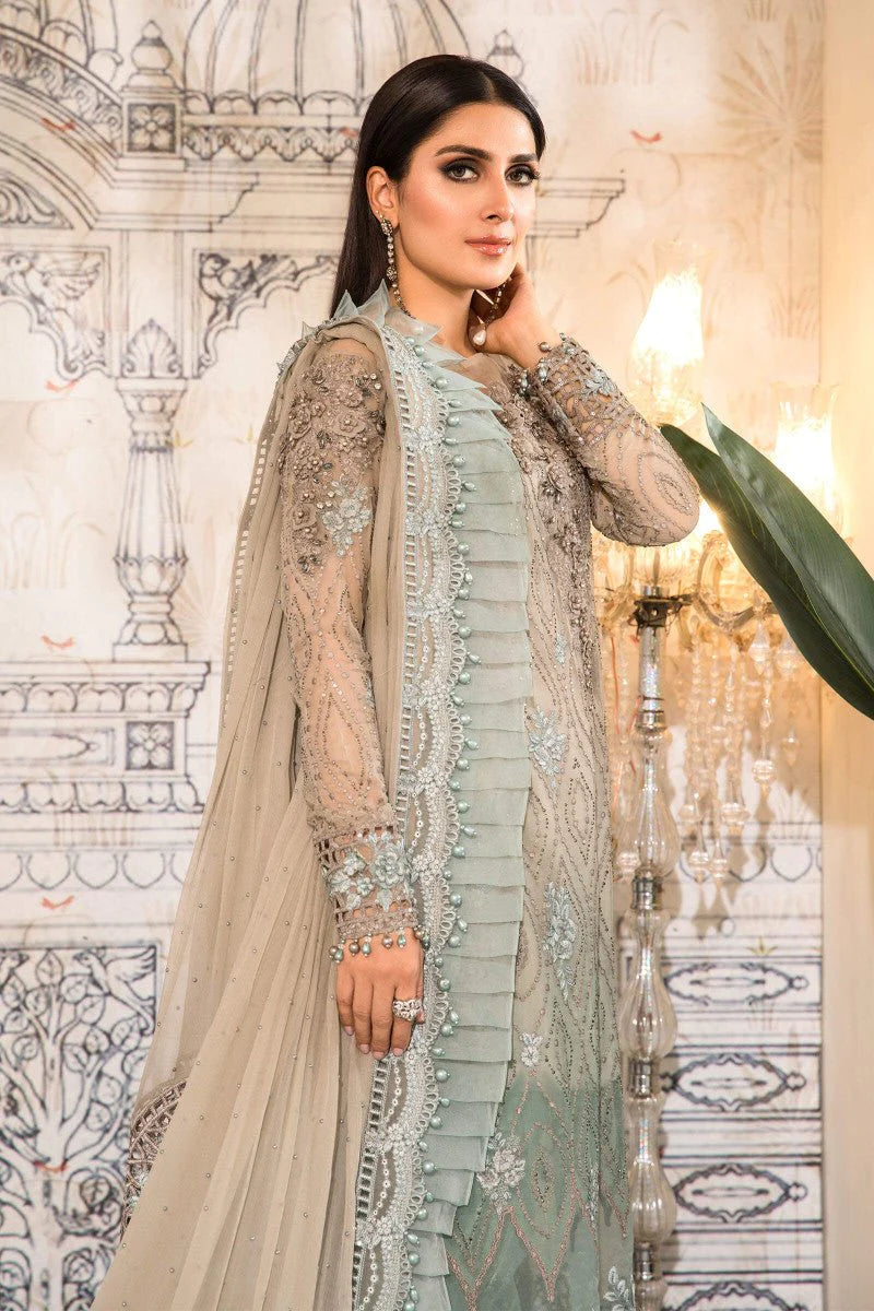 MARIA.B -3PC EMBROIDERED FANCY CHIFFON DRESS WITH HEAVY EMBROIDERED CHIFFON DUPATTA- FPW-42