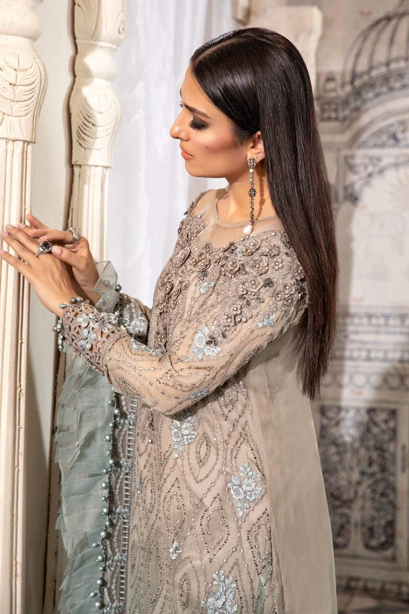 MARIA.B -3PC EMBROIDERED FANCY CHIFFON DRESS WITH HEAVY EMBROIDERED CHIFFON DUPATTA- FPW-42