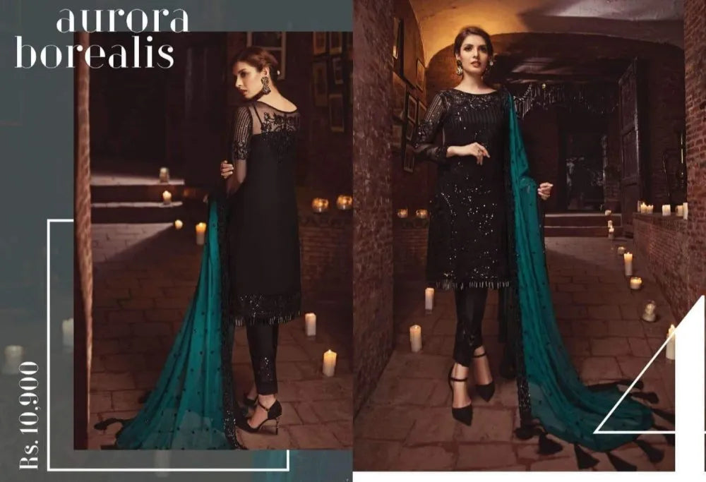 MARIA.B -3PC EMBROIDERED FANCY CHIFFON DRESS WITH EMBROIDERED CHIFFON DUPATTA FPW-35