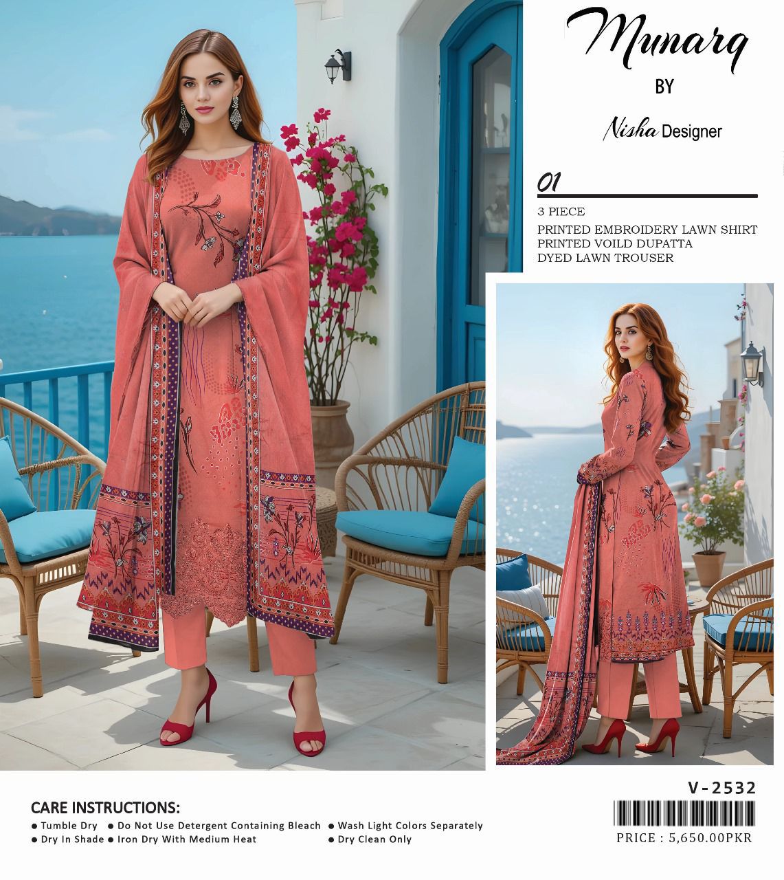 ALKARAM LAWN EMBROIDERED SHIRT LAWN TROUSER WITH PRINTED DUPPATA ALK-06