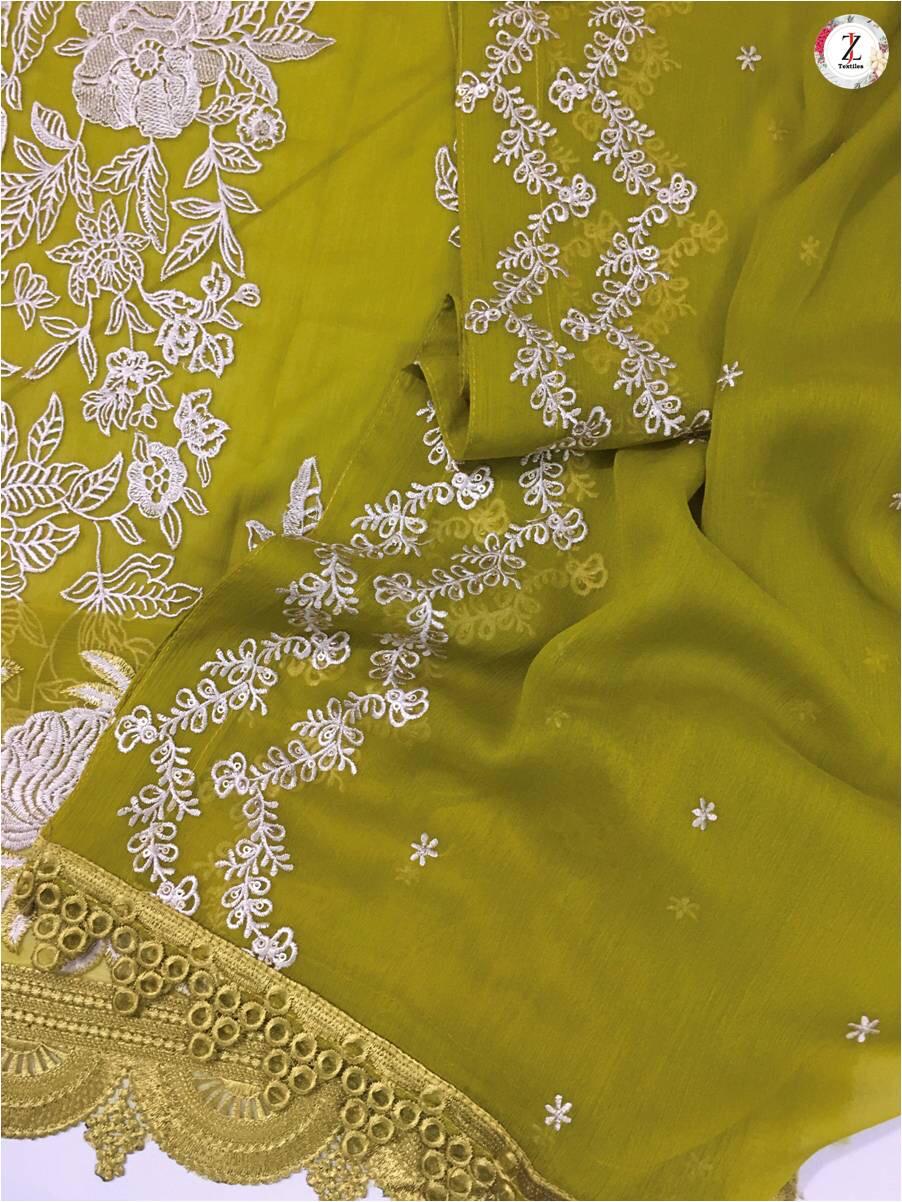 AZURE -3PC FULLY EMBROIDERED FANCY CHIFFON DRESS WITH HEAVY EMBROIDERED CHIFFON DUPATTA- FPW-27