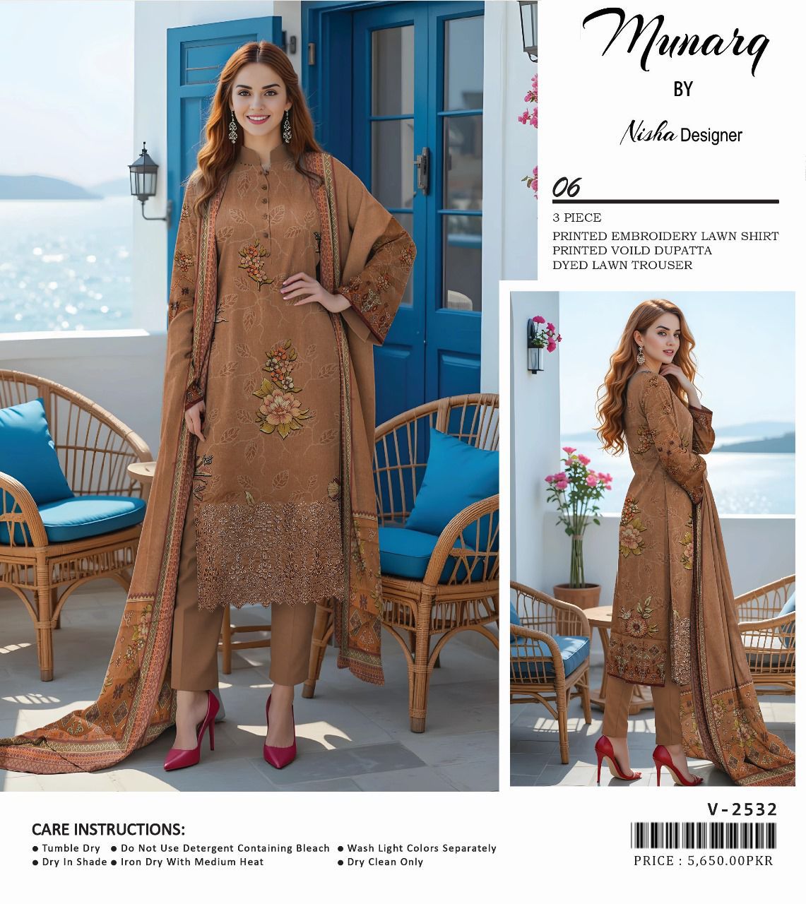 MUNARK-LAWN EMBROIDERED SHIRT LAWN TROUSER WITH PRINTED DUPPATA ALK-10