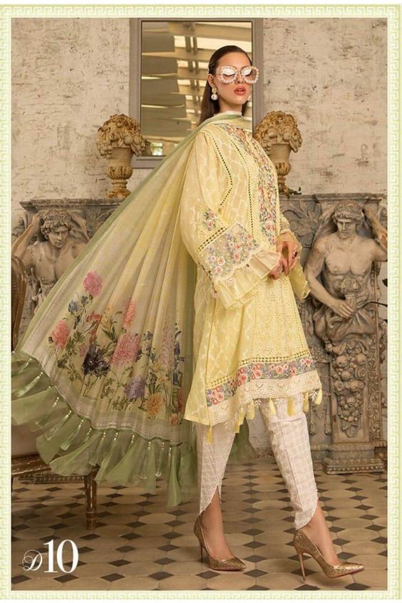 MARIA.B -3PC EMBROIDERED LAWN DRESS WITH CHIFFON DUPATTA- FN-03