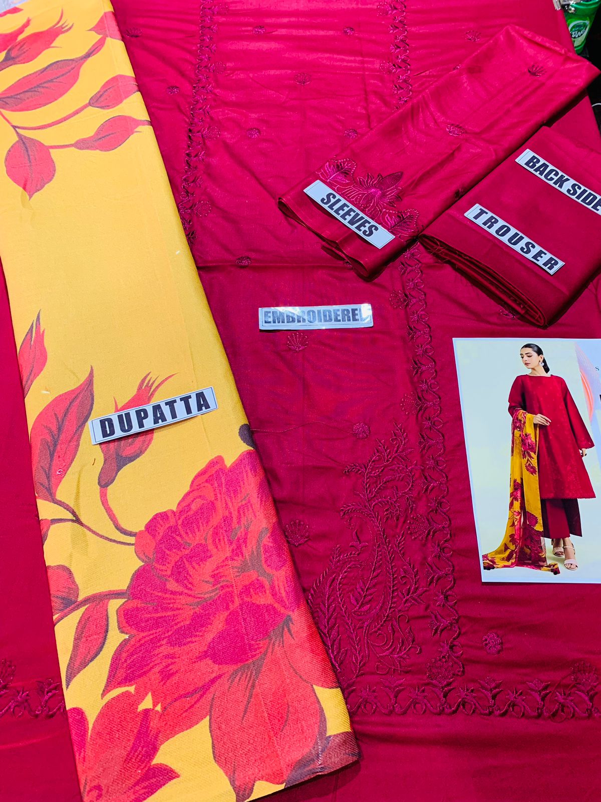BAREEZE -3PC EMBROIDERED DHANAK DRESS WITH WOOL SHAWL- FW-31