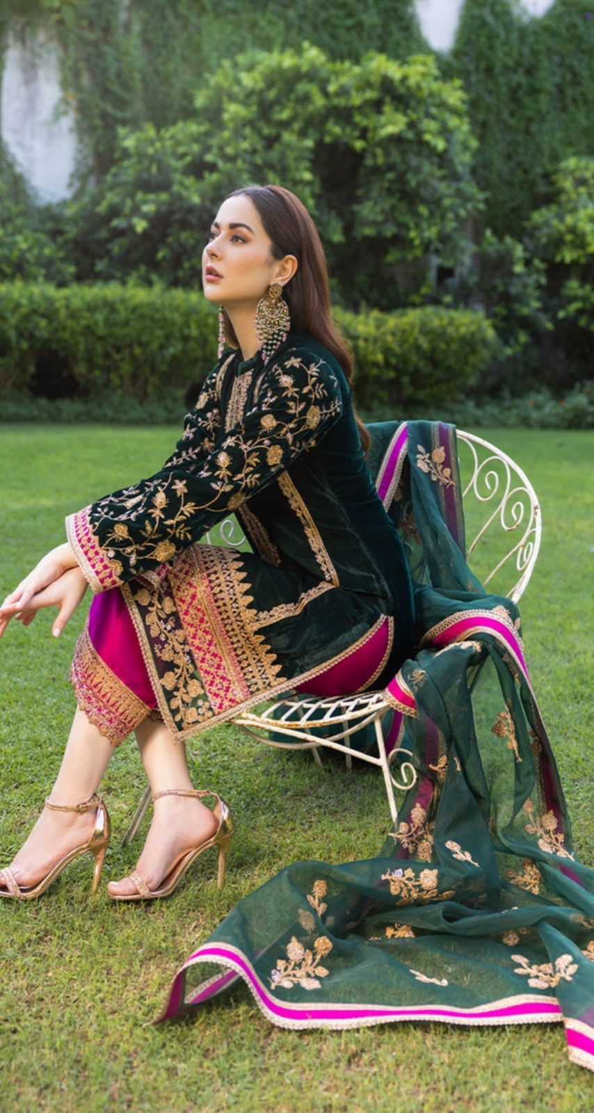 ZAINAB CHOTHANI -EMBROIDED FANCY VELVET DRESS WITH HEAVY EMBROIDED ORGANZA DUPATTA 4 SIDE LACE STITCH ON SILK- FPW-03