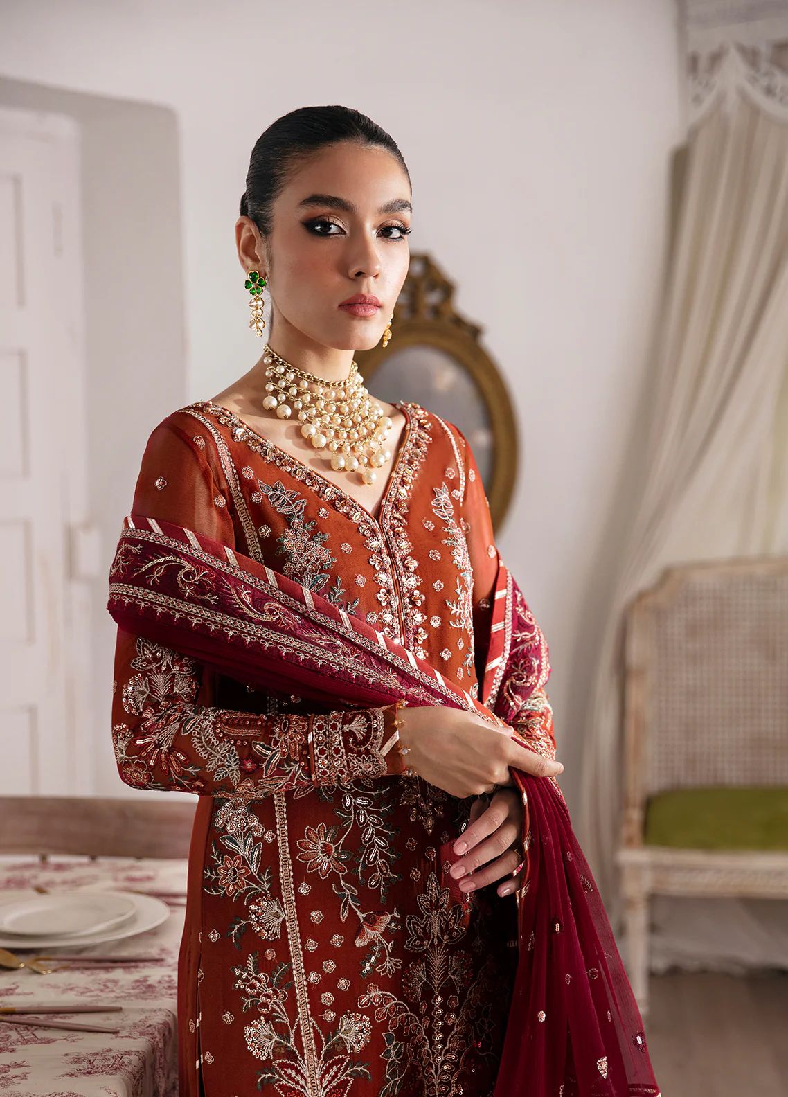 GULAAL -3CP FULLY HEAVY EMBRIODERED FANCY CHIFFON DRESS WITH HEAVY EMBROIDERED SEQUENCE CHIFFON DUPATTA- FPW-115