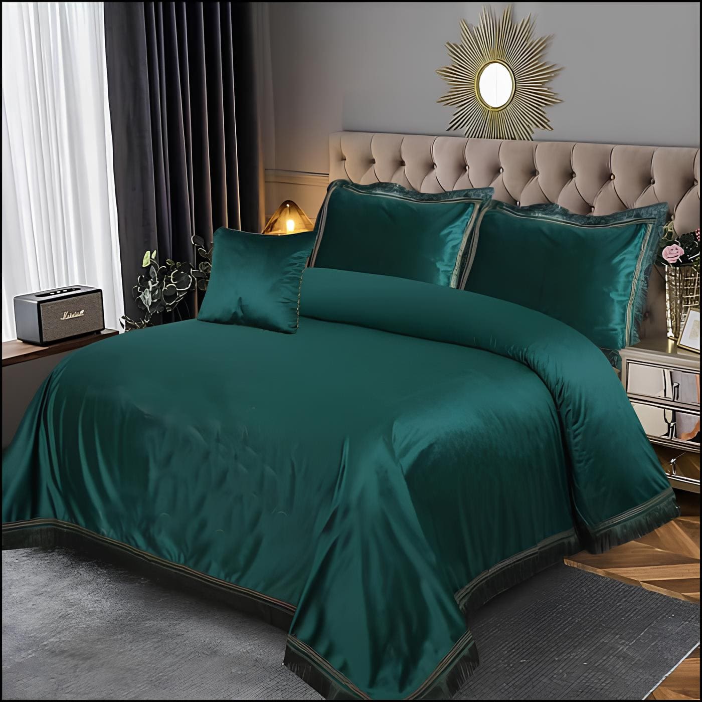 LUXURY EXECUTIVE 5 PCS VELVET BEDDING SET 8 COLOURS