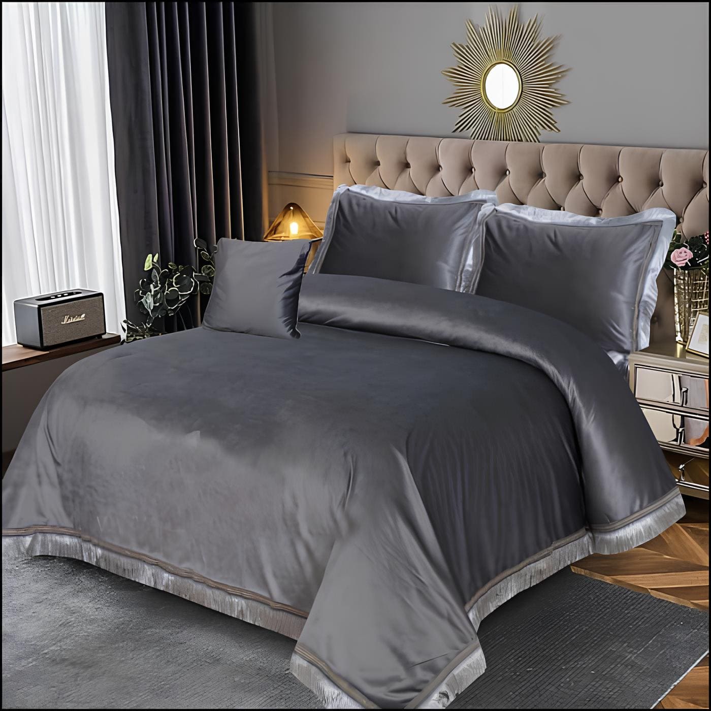 LUXURY EXECUTIVE 5 PCS VELVET BEDDING SET 8 COLOURS