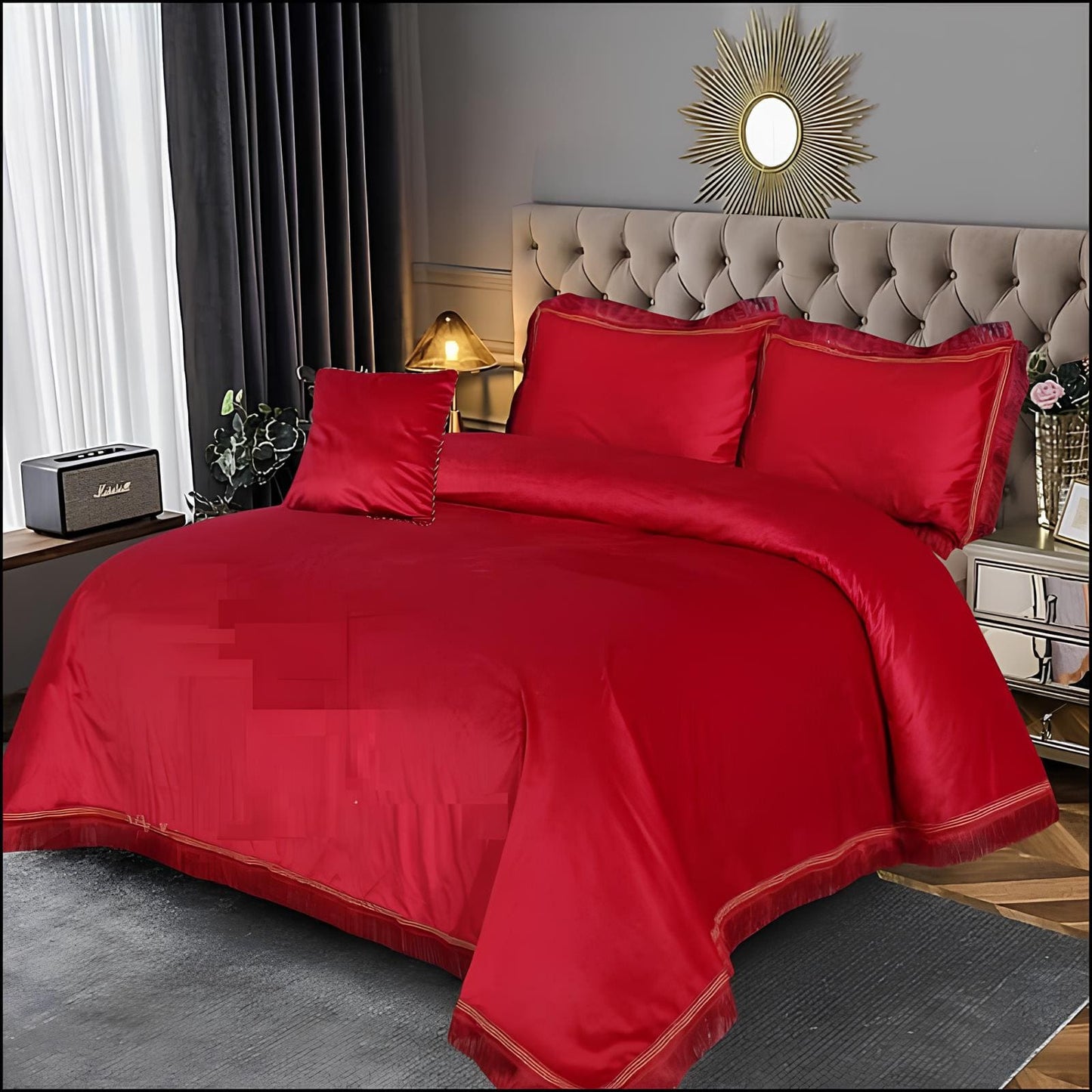 LUXURY EXECUTIVE 5 PCS VELVET BEDDING SET 8 COLOURS