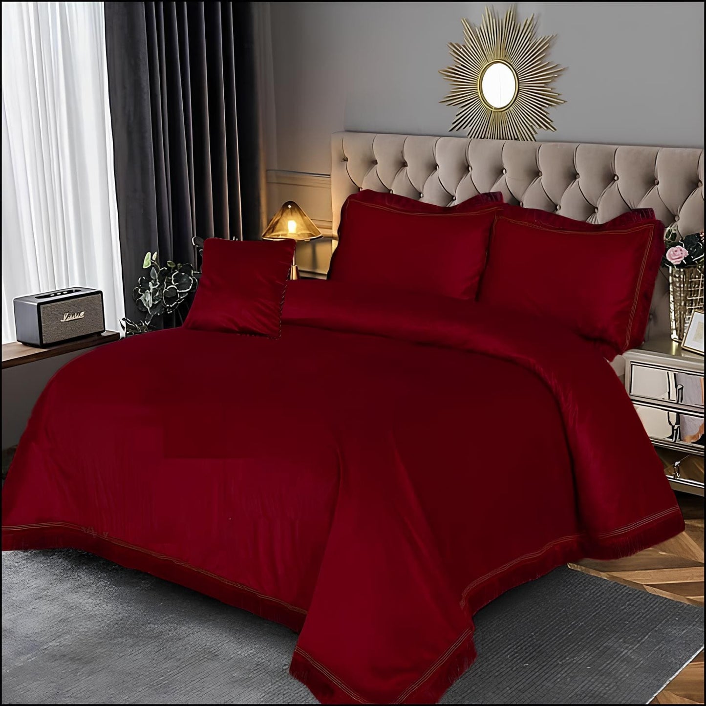 LUXURY EXECUTIVE 5 PCS VELVET BEDDING SET 8 COLOURS