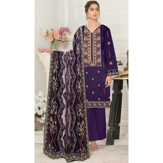 FAIRY CLOTHES  -3PC EMBROIDERED DHANAK DRESS WITH EMBROIDERED DHANAK WOOL SHAWL- FEL-07