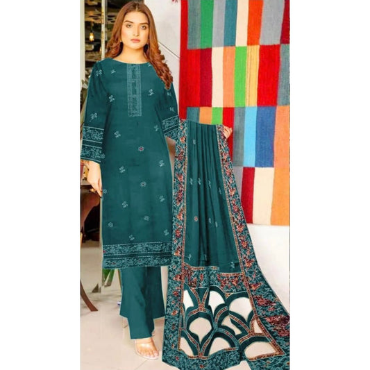 FAIRY CLOTHES  -3PC EMBROIDERED DHANAK DRESS WITH EMBROIDERED DHANAK WOOL SHAWL- FEL-13