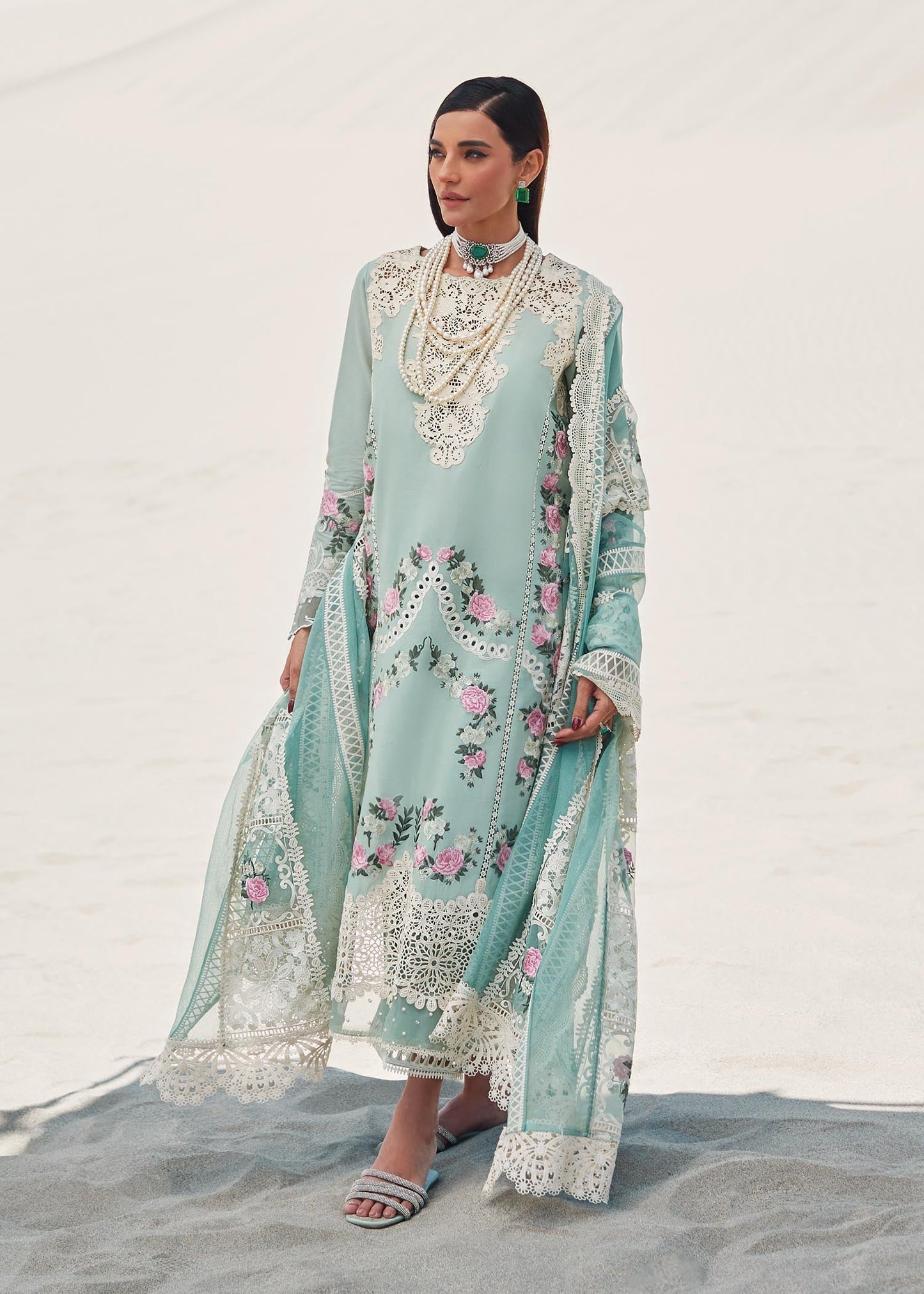 SAIRA SHAKIRA-3PC FULLY HEAVY EMBROIDERED CUTWORK LAWN DRESS WITH HEAVY EMBROIDERED COTTON NET DUPATTA- FN-137