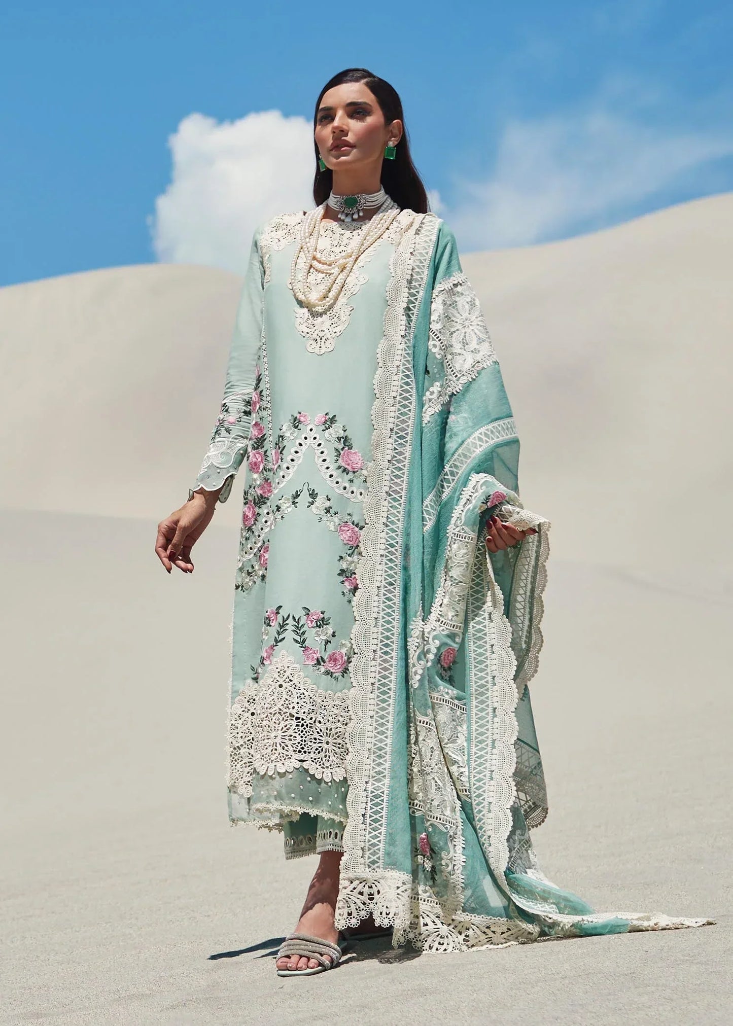 SAIRA SHAKIRA-3PC FULLY HEAVY EMBROIDERED CUTWORK LAWN DRESS WITH HEAVY EMBROIDERED COTTON NET DUPATTA- FN-137