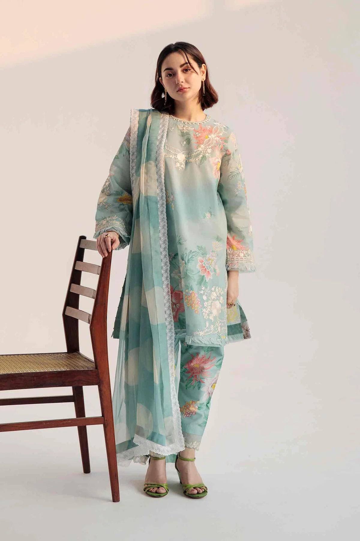 COCO BY ZARA SHAH JAHAN -3PC EMBROIDED LAWN DRESS WITH CHIFFON DUPATTA- FCO-173