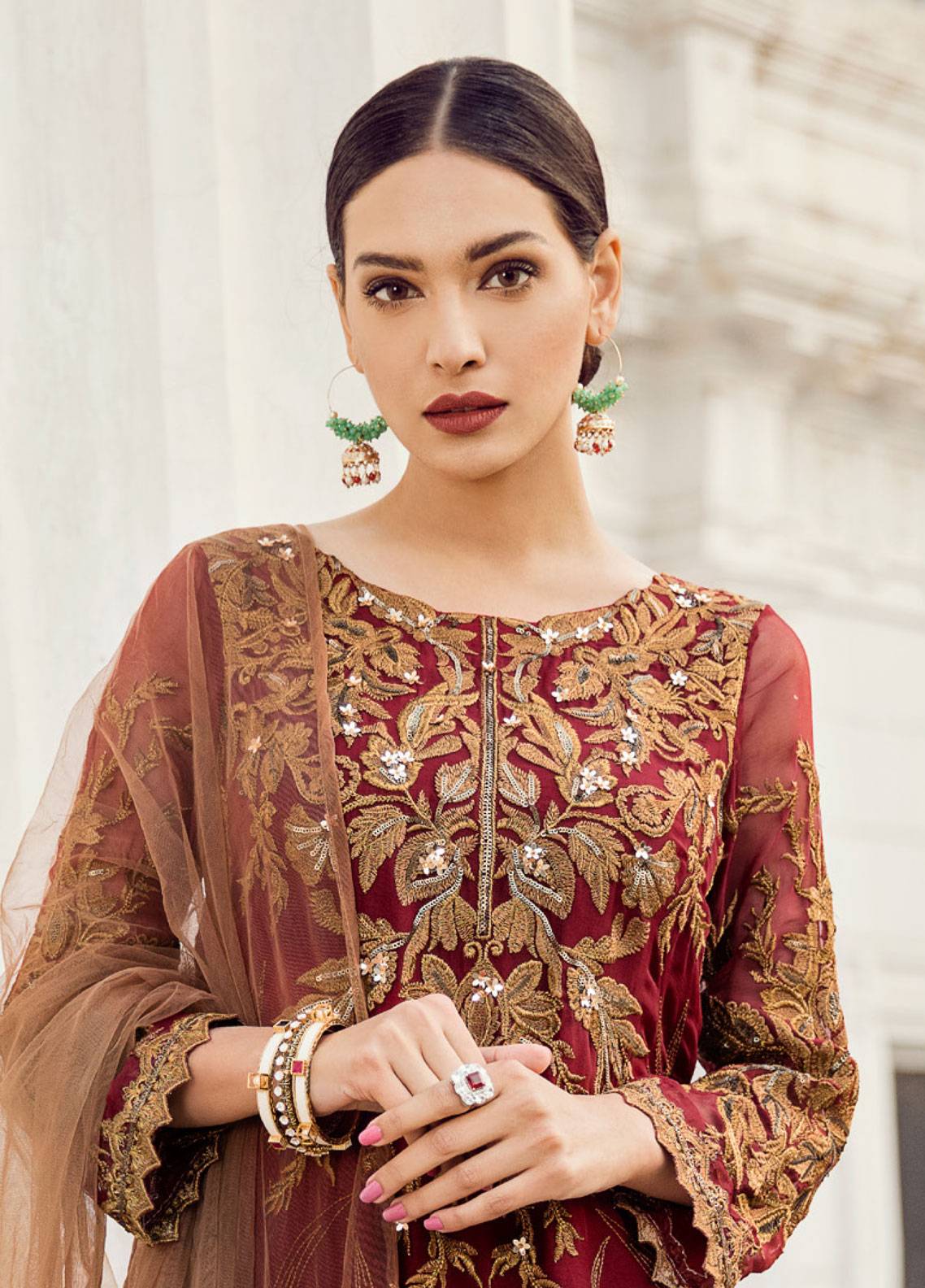 IZNIK -3PC HEAVY EMBROIDERED CHIFFON DRESS WITH HEAVY EMBROIDERED NET DUPATTA- FPW-90