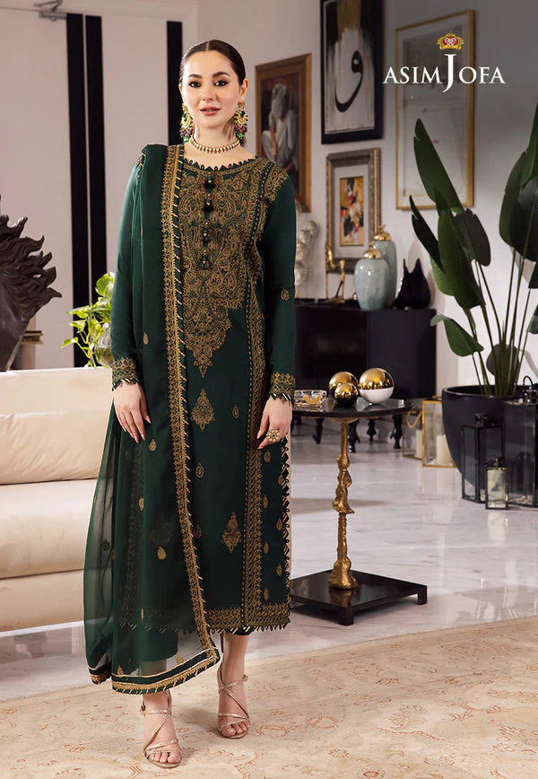 ASIM JOFA -3PC EMBROIDED LAWN DRESS WITH EMBROIDED CHIFFON DUPATTA- EL-04