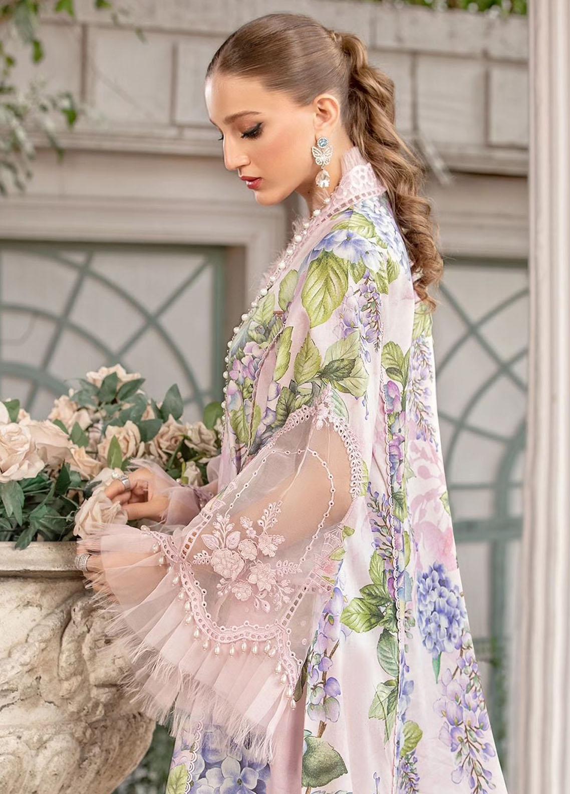 MARIA B -3PC EMBROIDED LAWN DRESS WITH CHIFFON DUPATTA- FO-07