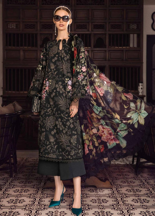 MARIA.B -3PC EMBROIDERED LAWN DRESS WITH CHIFFON DUPATTA- FN-17