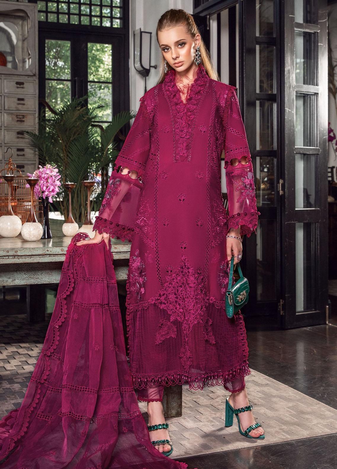 MARIA B - 3PC CHIKANKAARI LAWN EMBROIDERED SHIRT WITH ORGANZA EMBROIDERED DUPPATA FCO-282