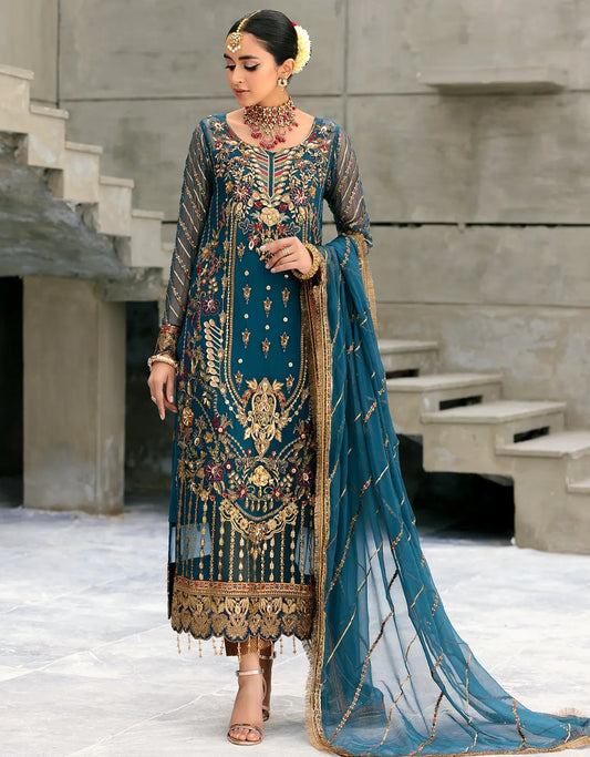 BAROQUE -HEAVY EMBROIDED FANCY CHIFFON DRESS WITH EMBROIDED CHIFFON DUPATTA(RTW)- FPW-06