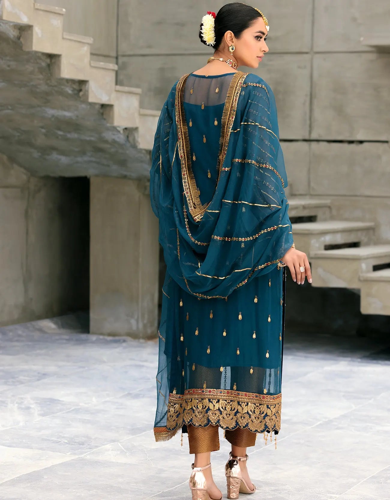 BAROQUE -HEAVY EMBROIDED FANCY CHIFFON DRESS WITH EMBROIDED CHIFFON DUPATTA(RTW)- FPW-06