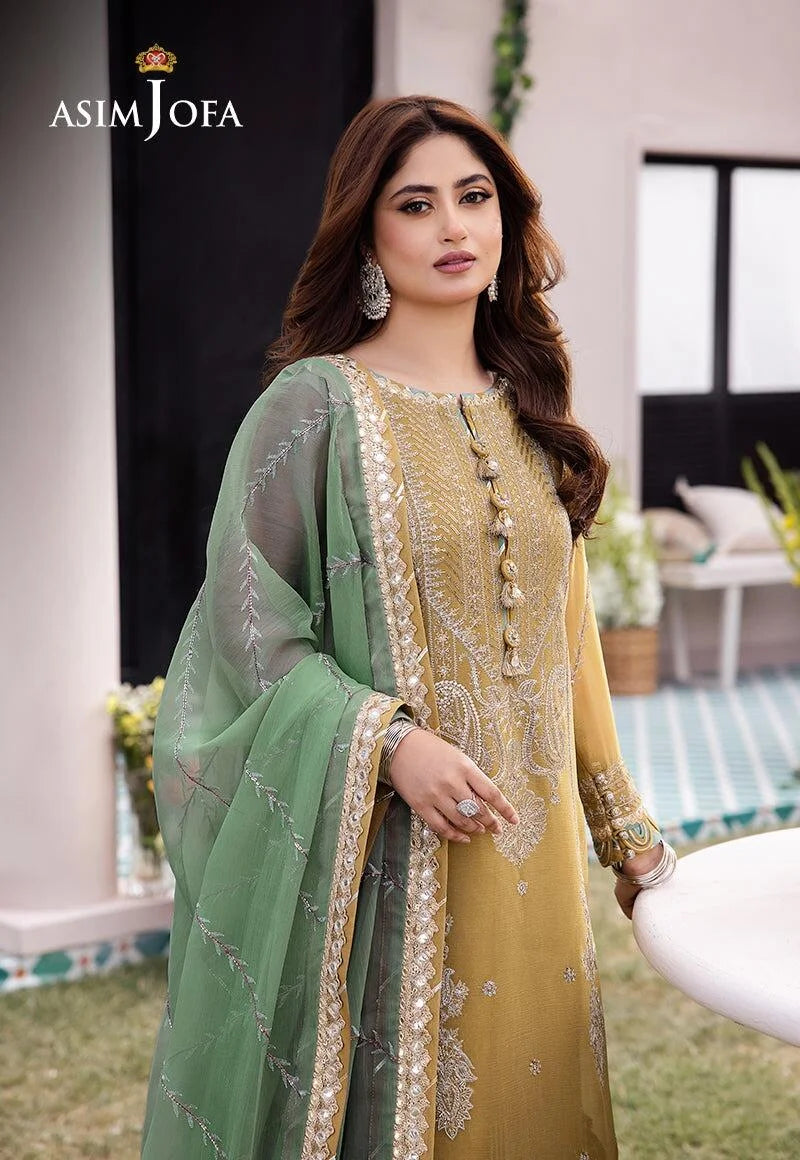 ASIM JOFA -3PC EMBROIDERED FANCY CHIFFON DRESS WITH HEAVY EMBROIDERED CHIFFON DUPATTA 4 SIDE EMBROIDERED- FPW-124