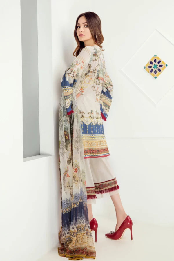 CRIMSON -3PC EMBROIDERED LAWN DRESS WITH PRINTED CHIFFON DUPATTA- FN-59