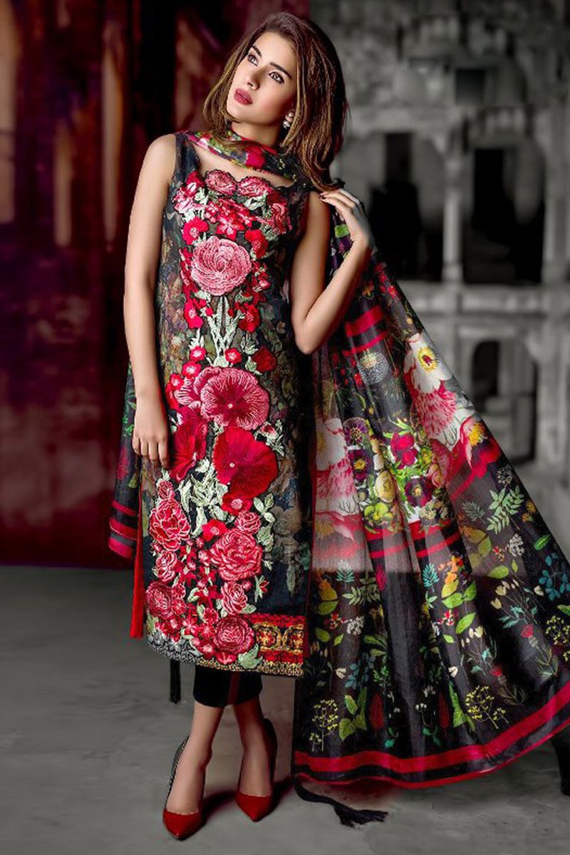 ASIFA NABEEL -3PC EMBROIDED PASHMINA DRESS WITH SILK DUPATTA- FC-133