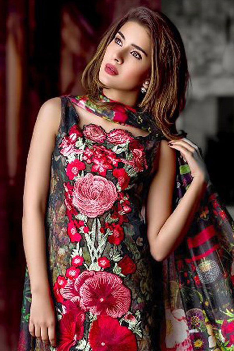 ASIFA NABEEL -3PC EMBROIDED PASHMINA DRESS WITH SILK DUPATTA- FC-133
