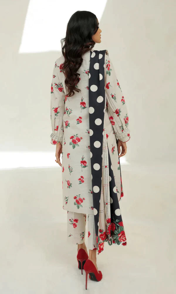 BAROQUE -3PC PRINTED LAWN DRESS WITH SILK DUPATTA- FP-19