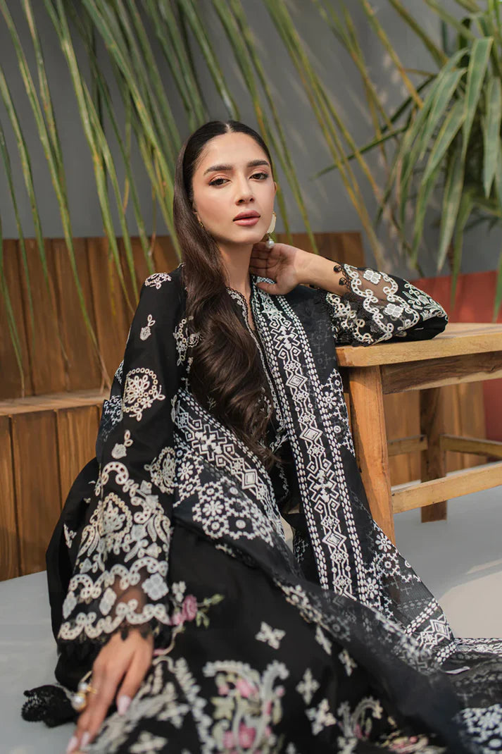 QALAMKAR -3PC HEAVY EMBROIDERED LAWN DRESS WITH 4 SIDE HEAVY EMBROIDERED ORGANZA DUPATTA- FN-94