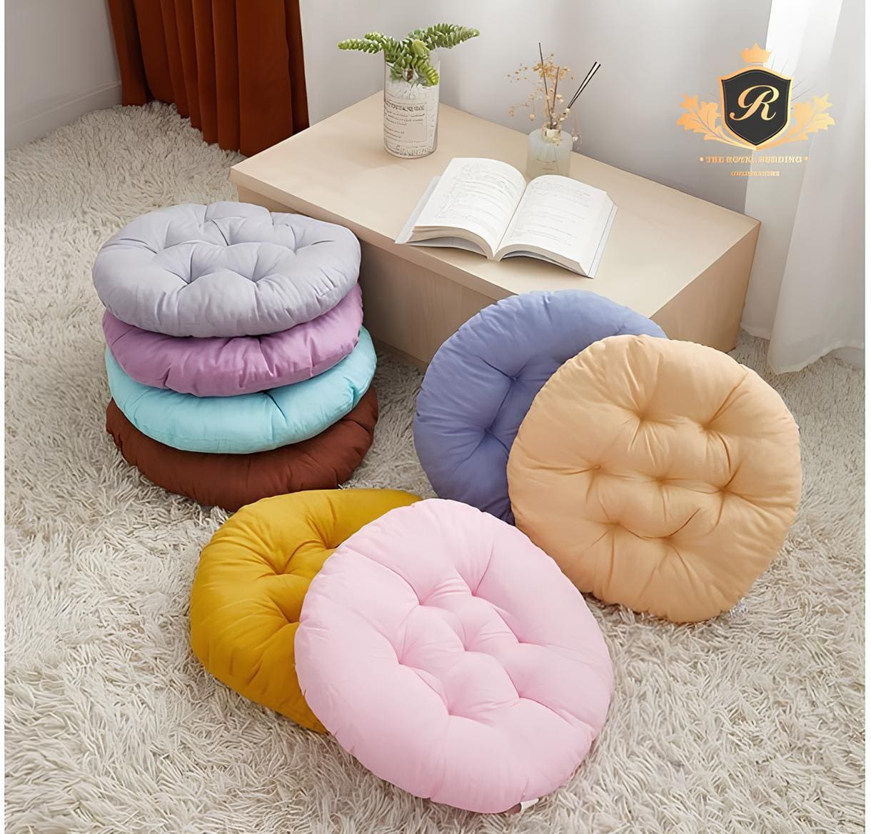 Round Sitting Chair Cushion-Brown