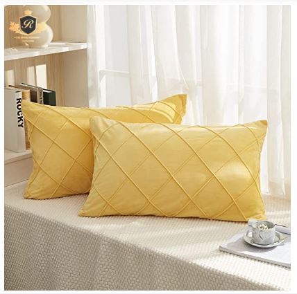 Velvet Plated / Pintuck Pillows-Yellow