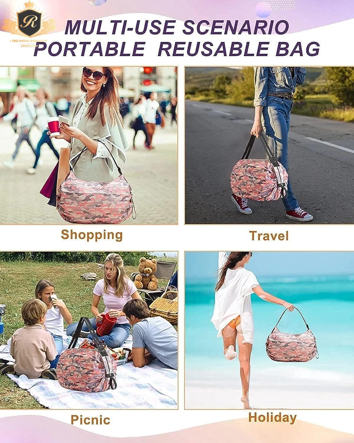 FOLDABLE REUSABLE LARGE THAN LESS WATER PROOF BAG 4 COLOURS