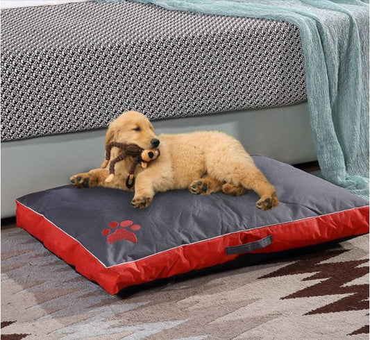 Waterproof Dog Mat Soft Pet Pillow-Red & Grey