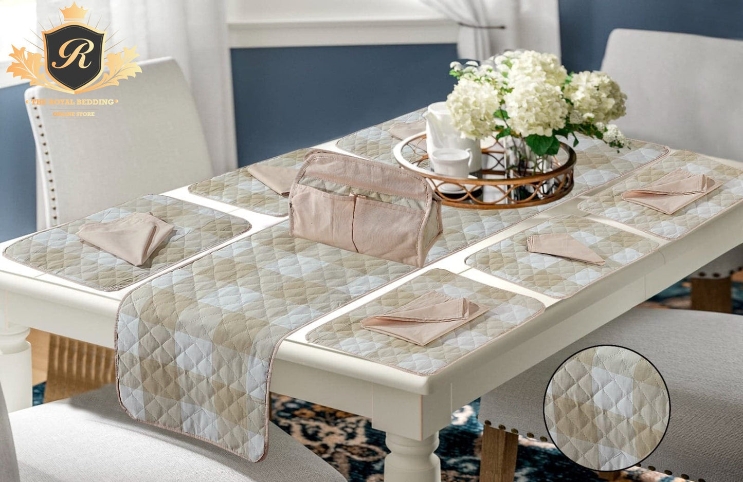 14 PCS QUILTED TABLE RUNNER SET